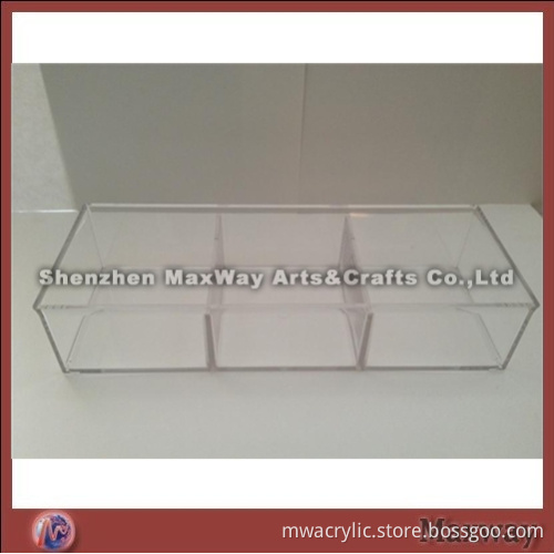 Pure Clear Square High Grade Acrylic Tray with 3 compartments